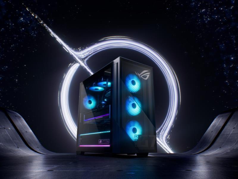The ROG G700 in front of dramatic lighting